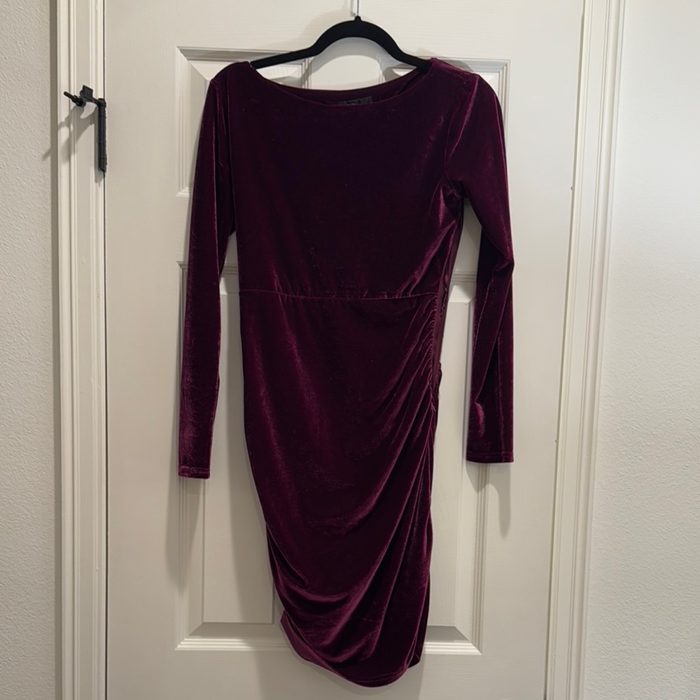 Elegant Velvet Burgundy Dress